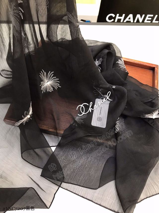 CHANEL圍巾 2019年最新火爆款 香奈兒真絲繡花長巾 CHANE女絲巾  llwj6782